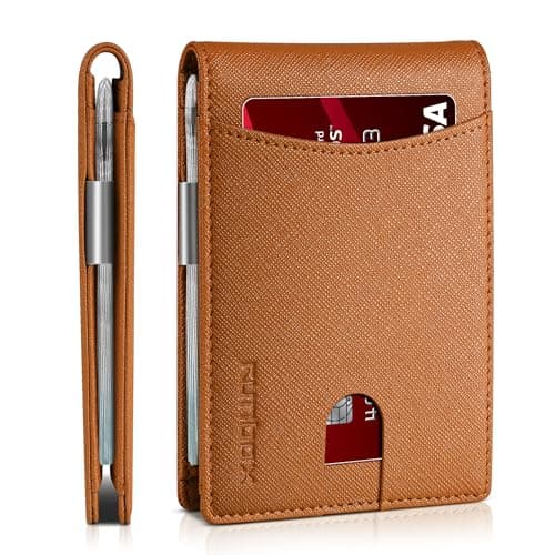 RUNBOX Slim Money Clip Wallets for Men and Teen Boys RFID Blocking 11 Card Holder Minimalist Small Leather Bifold Novelty Men's Wallet Front Pocket Gift Box - Image 1