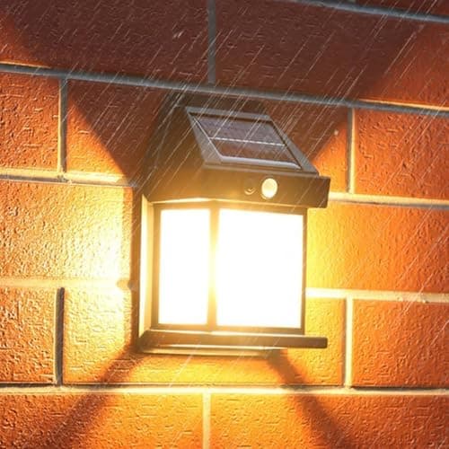 Anricom 4pcs Solar Fence Lights, Motion Sensor Outdoor Light, 3 Lighting Modes Dusk to Dawn Porch Lamp IP65 Waterproof, Outdoor Solar Wall 600LM, 1200mah Suitable for Patios, Porches, Garage (Black) - Thumbnail 2