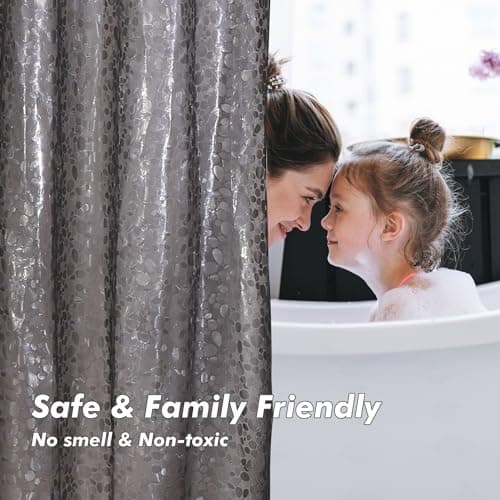 Waterproof Shower Curtain Liner EVA 8G - Rust-Proof Hooks, Heavy-Duty Magnets - Enhance Your Bathroom with Durability and Elegance - Thumbnail 6