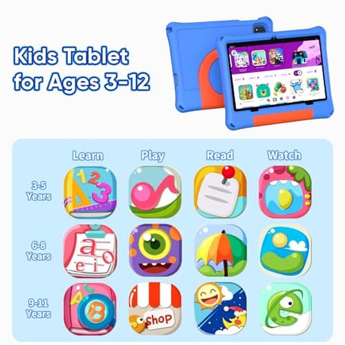 10 inch Kids Tablet, Android 16 Tablet for Kid, Octa-Core Processor, 24GB RAM, 64GB ROM 1TF Card Expandable for Toddler Children,Tablets with Case, Parental Control, 6000mAh, WiFi, BT5.0, Dual Camera - Thumbnail 4