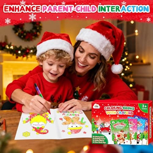 ZMLM 24 Pack Christmas Coloring Books for Kids with Crayons,Party Favors for Kids 4-8, Goodie Bags Stuffers for Toddlers, Classroom Prizes Birthday Return Gifts (Christmas) - Thumbnail 3