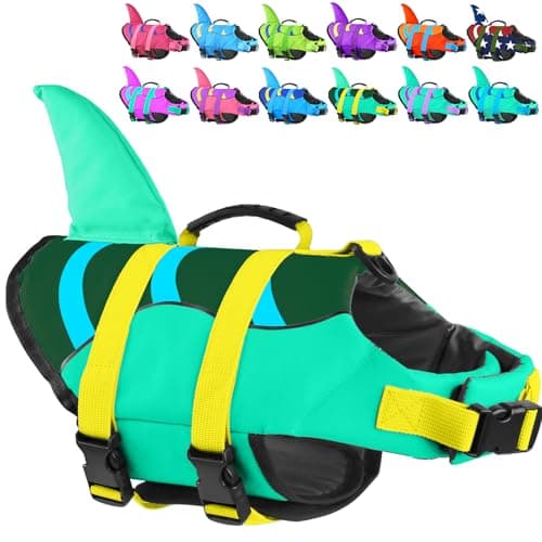 Fragralley Shark Dog Life Jacket, High Buoyancy with Tear-Resistant Nylon, Dog Float Vest for Swimming and Boating, Pet Life Preserver for Small Medium Large Dogs (PFD)