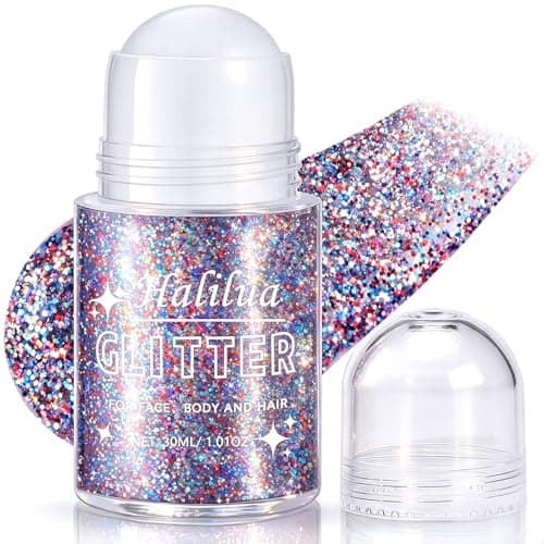 Red White and Blue Body Glitter Gel,4th of July Accessories Roll-on Face Glitter,Sparkling Face Hair Glitter for 4th of July Outfits Women Kids,Patriotic Glitters President's Day Rave Festival Makeup - Image 1