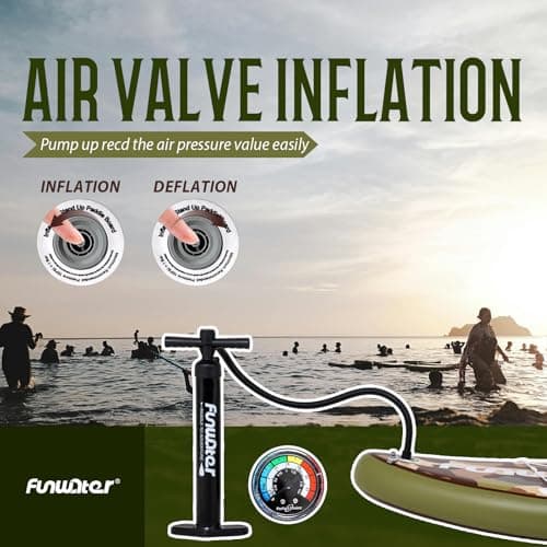 FunWater SUP Inflatable Stand Up Paddle Board Ultra-Light Inflatable Paddleboard with SUP Accessories,Fins,Adjustable Paddle, Pump,Backpack, Leash, Waterproof Phone Bag(Brown) - Thumbnail 6