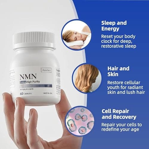 AOVITAO NMN Supplement 500mg Ultra Pure 99.8% | Stabilized Form | Supports NAD+ Production, Cellular Health & Healthy Aging | 60 Capsules - Thumbnail 6