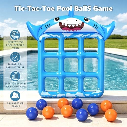 Instaywell Pool Toys Games for Kids & Adults, 72”x54” Giant Inflatable Floating Pool Tic Tac Toe Game with 10 Balls, Pool Game Party Toy Floats for Adults, Teens, Kids, Family, Beach Summer Water Fun - Thumbnail 5