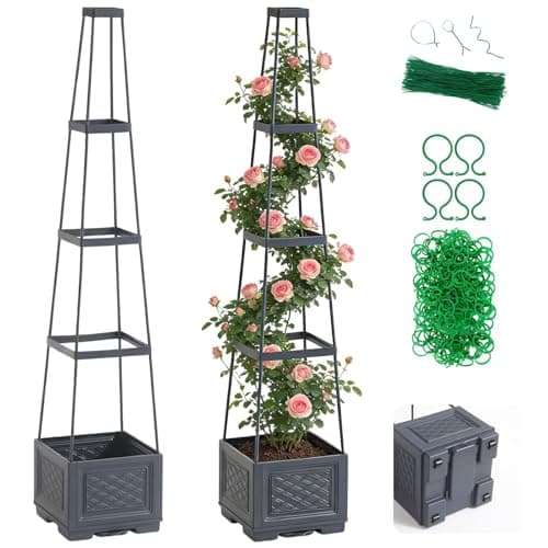 Chirpartti Rolling Tomato Planter with Trellis | Self-Watering Raised Garden Bed Tomato Pots for Growing Tomatoes | Planter Box with Trellis with Wheels for Climbing Plants Greenhouse Indoor Outdoor - Image 1