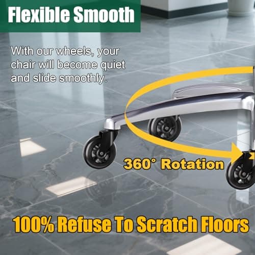 TESUMI Office Chair Wheels 3 Inch Roller Blade Rubber Chair Casters Replacement, Heavy Duty Quiet No Scratch Gaming Chair Wheel for Hardwood Floor Carpet, Set of 5, 11mm Universal Fit/Not for 1KEA - Thumbnail 5