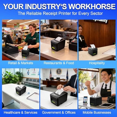 Milestone P80E POS Receipt Printer, 80mm USB Thermal Receipt Printer with Auto Cutter & Audio-Visual Alerts, Restaurant Kitchen Retail Printers with USB Ethernet Cash Drawer Support Windows Mac - Thumbnail 6