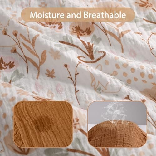 GLLQUEN BABY Muslin Swaddle Blankets,2-Pack Receiving Blankets for Newborn Boys and Girls,Baby Swaddle Blanket Unisex,Summer Baby Blanket,Baby Essentials, Registry & Gift, 40 x 38 inches - Thumbnail 3