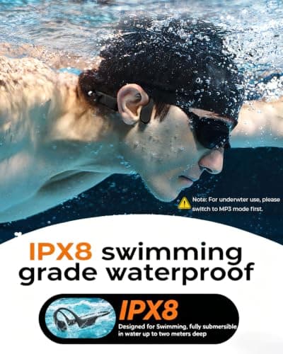 Bone Conduction Headphones, IPX8 Waterproof Swimming Headphones, Open Ear Headphones with MP3 Mode 32GB Memory Up to 10 Hours Playtime, Bluetooth 6.0 Ear Buds Secure Fit for Running and Fitness - Thumbnail 2
