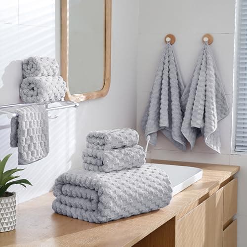 NALIVO Extra Large Bath Towel Sheet-40x80 Inches Oversized,Super Soft,Quick Dry,Microfiber Shower Towels Highly Absorbent,Plush Bathroom Towels for Adults, Premium Quality (Gary, 2PCS) - Thumbnail 3