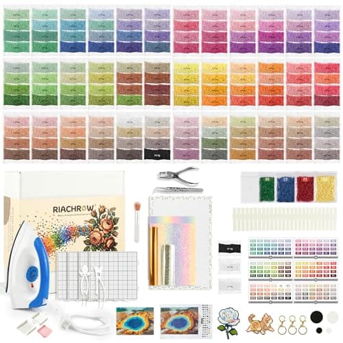 RIACHROW 75,000+ Pcs 2.6mm Mini Fuse Beads Kit - Professional 144-Color Studio System with 1200W Iron & Holeless Pixel Art Master Tools - Aesthetic Gift for Adults (144-Color Master Kit)