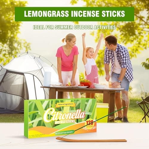 FIRIK Citronella Incense Sticks Outdoor, 120 PCS Citronella Incense with Wooden Holder, Lemongrass Incense Sticks for Indoor Patio Camping Pool Side Porches Courtyards Lawn Farms - Thumbnail 5