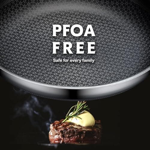 Non Stick Frying Pans Set,Hybrid Pan Set(8+10+12inch) Frying Pans Nonstick for cooking,PFOA Free Induction Cookware Sets,non stick Stainless Steel Skillets,Dishwasher and Oven Safe Kitchen set - Thumbnail 4