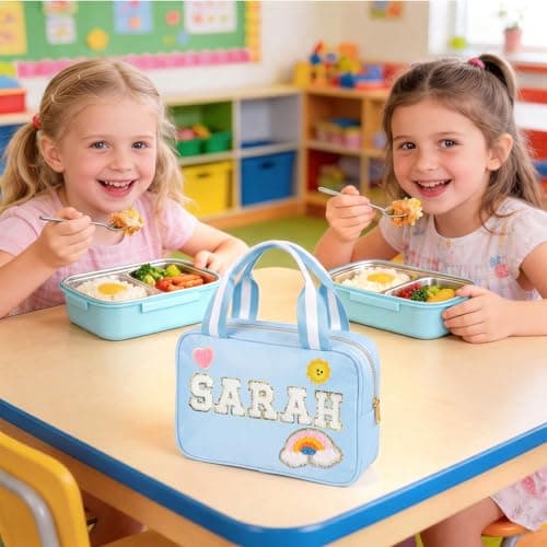 Individz Custom Insulated Lunch Bag Box for Girls Boys, Nylon Lunch Box with Name, Personalized Preppy Portable Lunch Boxes, Back to School Gifts for School Office Picnic Party Travel (Lunch-Blue) - Thumbnail 6