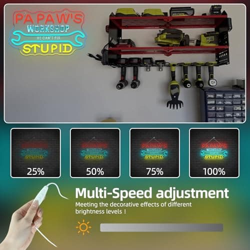 Workshop Neon Sign Garage Neon Signs for Wall Decor Wrench Led Lights He Cant Fix Stupid Light Up for Papas Garage Carport Man Cave Repair Shop Decoration DIY Lovers Gifts - Thumbnail 6