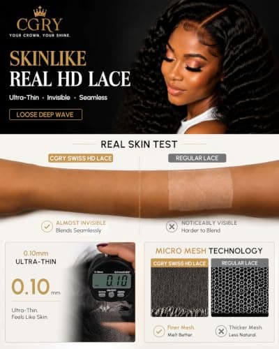 CGRY 18A Skinlike HD Lace Wig 13x6 Full Frontal Loose Deep Wave Human Hair - Thumbnail 2