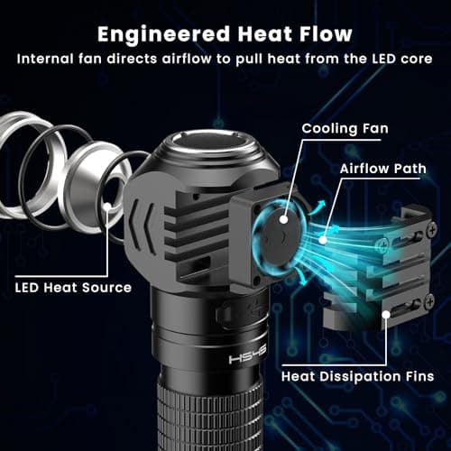 sofirn HS45 Rechargeable Headlamp, 3200 Lumen USB-C LED Headlight with Active Cooling Fan, 210H Runtime, Magnetic Right Angle Head Flashlight for Camping, Hiking, Welding& Work - Thumbnail 3