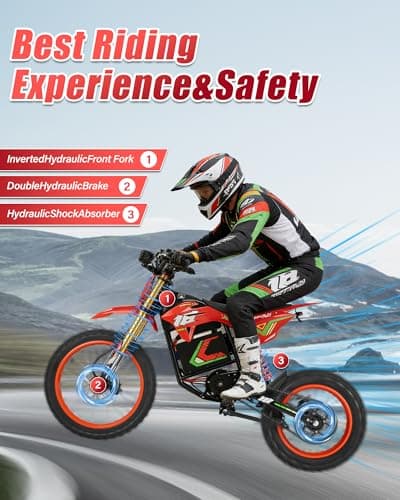 HAPPYRUN F18 6000W Peak Electric Dirt Bike 46 mph Max Speed Off-Road Motorcycle 60V 30AH Removable Battery 60 Miles Range Dual Hydraulic Brakes Adult E Moto for Trail Riding - Thumbnail 5