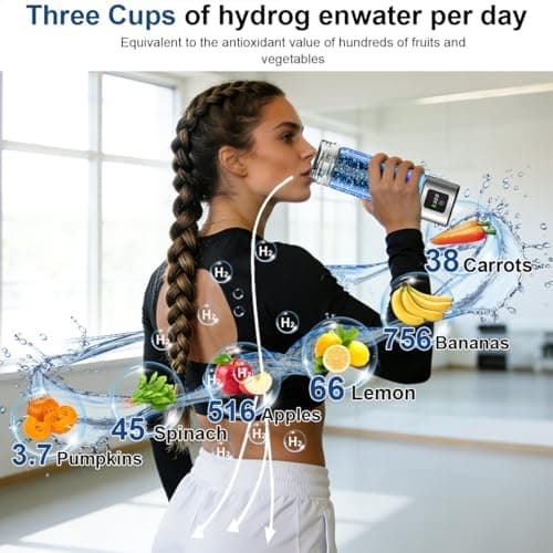 Hydrogen Water Bottle Generator - 2026 Hydrogen Water Machine - 6000 PPB SPE/PEM Tech Glass Hydrohealth Water Bottle for Kidney Health Hydrogen Bottle Gift for Family & Friends (A Touch/Silver) - Thumbnail 3
