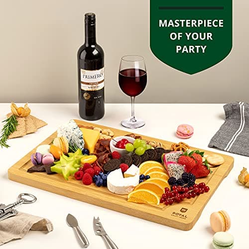 ROYAL CRAFT WOOD Bamboo Cutting Board with Juice Groove - Kitchen Chopping Board for Meat Cheese and Vegetables, Heavy Duty Serving Tray - Thumbnail 6