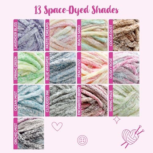 Chenillique XL Plush Velvet Chenille Yarn #6 Super Bulky – 4-Pack (352 Yards / 400 g) – Variegated Yarn for Plushies, Blankets, Amigurumi & Accessories - Lavender Bliss - Thumbnail 5