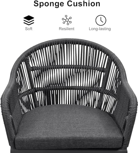 PURPLE LEAF 12 Pieces Outdoor Dining Set with Modern Rattan Chairs, Grey - Thumbnail 3