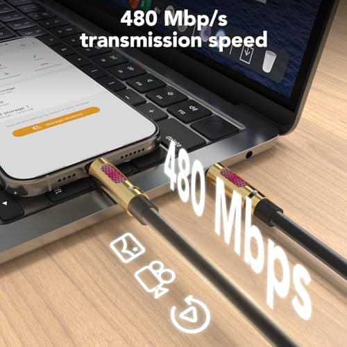MFish 240W USB-C to USB-C Cable (PD 3.1 EPR), 480Mbps Speed, Fast Charging Type C Cable for MacBook Pro/Air, iPhone 17/16 Pro, Galaxy S25/S24, Laptops, iPad, Durable Silicone, 6FT Black - Thumbnail 5