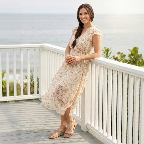 Athlefit Orthopedic Arch Support Sandals for Women Walking Orthotic Beach Nude Sandals With Adjustable Strap Size 9.5 - Thumbnail 2