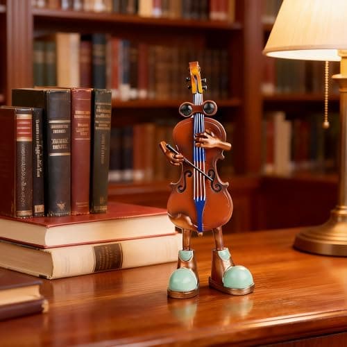 ArtCachet Nostalgic Violin Sculpture for Home Decor, Classic Melody-Playing Sculpture Ornament for Shelf Cabinet Desktop Table in Home Office Hotel Bar - Distinctive Housewarming Gift Ideas - Thumbnail 2