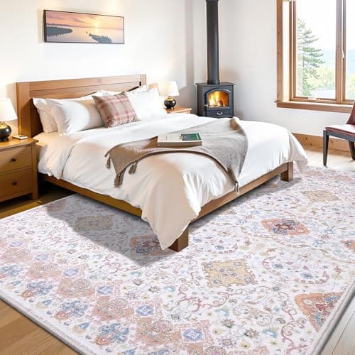 Vanmoos 5x7 Area Rugs for Living Room, Bedroom - Machine Washable, Non-Slip Bedside Rug, Large Soft Floor Carpet for Office, Dining Room, Farmhouse and Home Decor, Charm/Beige - Thumbnail 3