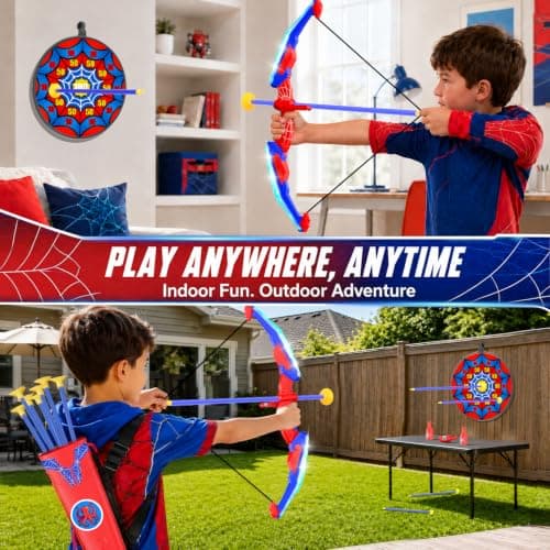 TIGTECGAME Bow and Arrow for Kids, LED Light Up Archery Shooting Set, 10 Suction Cup Arrows, Indoor Outdoor Backyard Game Toys for Boys & Girls Ages 4-12, Birthday - Thumbnail 2