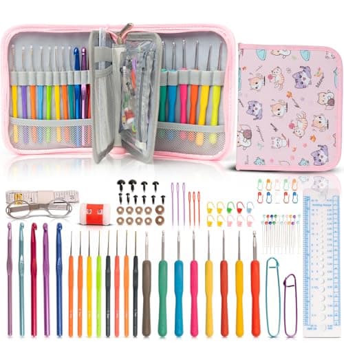 SHAXANO Crochet Hooks Kit with Case, 95-Piece, Ergonomic Crochet Needles Weave Yarn Kits DIY Hand Knitting Art Tools for Beginners and Experienced Crochet Lovers