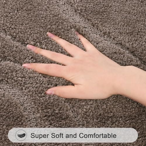 HEBE Microfiber Bathroom Rugs Sets 3 Piece,Super Absorbent Non Slip Bath Mats Rugs for Bathroom,Washable Bath Mat and U-Shaped Contour Toilet Rug Set for Tub Shower Bath Carpet - Thumbnail 3