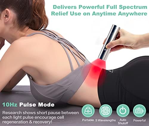 Red Light Therapy, Portable Powerful Red Infrared Light Therapy Device w/5 LEDs 5 Wavelengths, ASWAYSUN Blue Light Healing Therapy Torch for Body Knee Hand Muscle Joint Pain Relief Near Infrared Light - Thumbnail 5