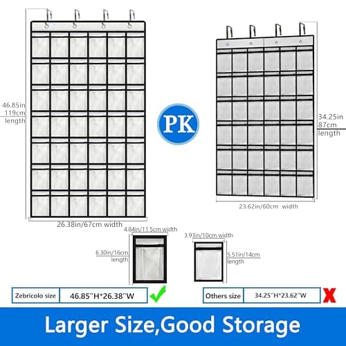 zebricolo,classroom cell phone holder, 42 Expandable pockets,teacher must haves,Classroom Organization and Storage,Durable and versatile, 42 number stickers,classroom decor,pocket chart, White/Black - Thumbnail 2