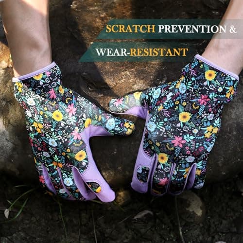 fauson Gardening Gloves for Women, Printed Touchscreen Garden Gloves with Grip, Thorn-Proof Puncture-Resistant Work Gloves - Thumbnail 5