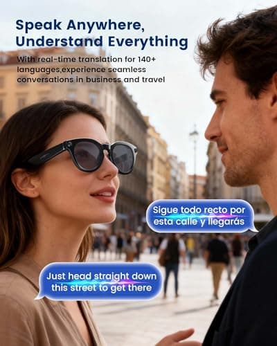 Orpnkna AI Smart Glasses with 8MP Camera, Continuous 12-Min 1200P Video Recording, Real-Time Translation & Voice Assistant, Open-Ear Bluetooth Audio for Vlogging, Travel & Meetings - Thumbnail 5