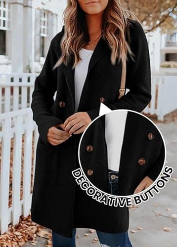 KIRUNDO Cardigan Sweaters for Women 2026 Fall Open Front Knit Sweater Jackets Business Casual Long Coatigan Winter Clothing(Black, X-Large) - Thumbnail 4