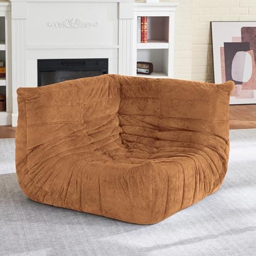 HABUTWAY Bean Bag Chair, Memory Foam Bean Bag Chairs for Adults, Fireside Corner Chair Lazy Floor Corner Sofa for Living Room, Bedroom, Dorm, Office (Brown) - Image 1