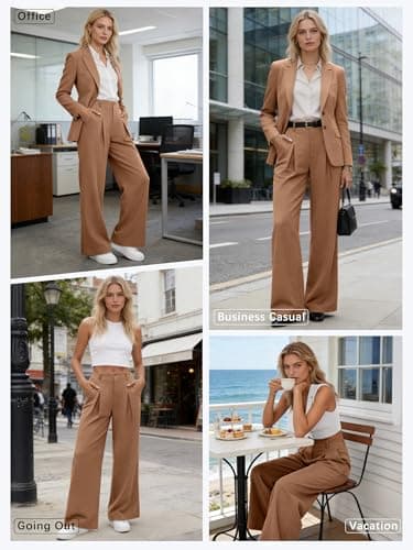 ANRABESS Women Wide Leg Dress Pants 2026 Summer High Waisted Business Casual Work Trousers Dressy Office Palazzo Pants Slacks tan X-Large - Thumbnail 6