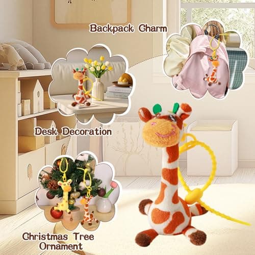 LLUKEME Cute Soft Giraffe Plush Keychain, 4.9 Inch Kawaii Stuffed Animal, Versatile Keychain Backpack Charm, Bag Decor Accessory, Adorable Gift for Kids Adults Birthday Easter Gift for Kids(Spots) - Thumbnail 5