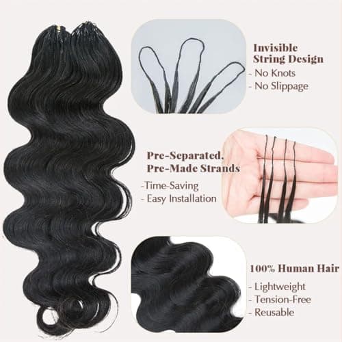 YWIGS Pre-Separated Human Crochet Hair for Miracle Knots 50 Strands 14" NC - Thumbnail 3