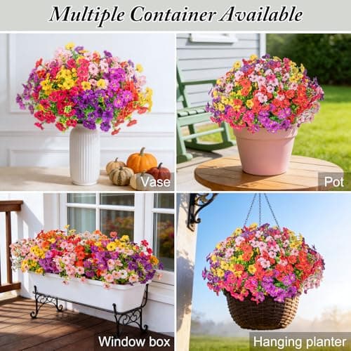 Trepcow Artificial Flowers for Outdoors - UV Resistant Realistic Spring Fake Flowers,16 Bundles Faux Flowers Bulk for Outdoor&Indoor Decor,Fake Plants for Garden,Porch,Window Box,6 Multicolor - Thumbnail 5