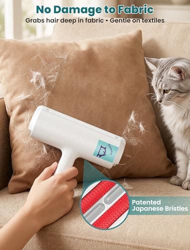 DELOMO Pet Hair Remover Roller: Reusable Lint Roller with Large Fur Bin - Portable Cat and Dog Hair Remover for Couch, Bedding, Car, Rugs & Furniture, Effective and Eco-Friendly, for Multi-Pet Homes - Thumbnail 6