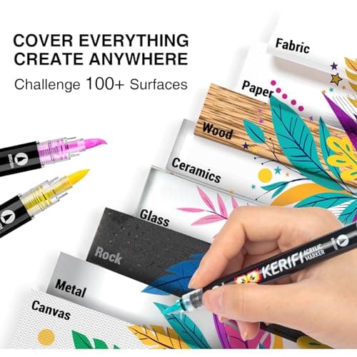 KERIFI Acrylic Paint Markers, Automatic Ink Control Markers for Rock Painting, High Coverage for Multi-Surface Wood Ceramics Metal, DIY Art Crafts Supplies, Christmas Ornaments (36 Count & 72 Colors) - Thumbnail 5