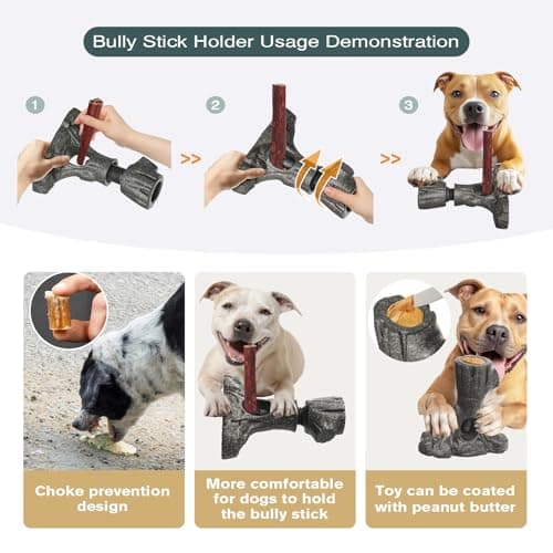 Bully Stick Holder for Dogs, Tough Chew Toy for Aggressive Chewers, Anti-Choking Dog Stick Holder Made of Food-Grade Nylon & Coffee Wood Fiber, Dishwasher Safe Durable Dog Toy for Large Dogs - Thumbnail 5