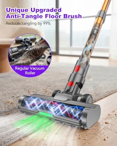 Dsoope YU7 Max Cordless Vacuum Cleaner 600W 75Min 55kPa Powerful Suction Stick Vacuum, Anti-Tangle, Touch Screen, Self-Standing Lightweight Wireless Vac for Home Pet Hair Carpet Hard Floors - Thumbnail 4