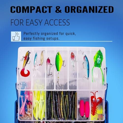 Vipfish 448-Pcs Fishing Lures Kit – Complete 3-Layer Tackle Box Set with Hooks, Weights, Bobbers, Pliers, Rigs, Leaders, Fluorocarbon Line, Accessories & More for Kids Fishing Gear - Thumbnail 2